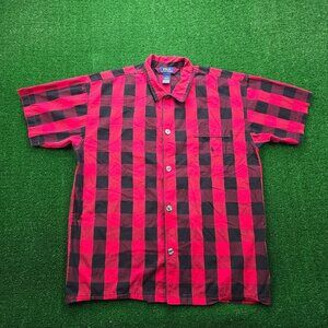 Polo Ralph Lauren Sleepwear Shirt Mens‎ Large/XL Red Black Buffalo Plaid Lounge